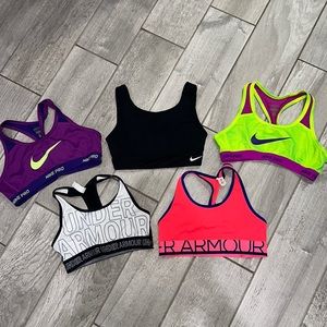 Girls youth medium Nike and under Armour sports bra lot